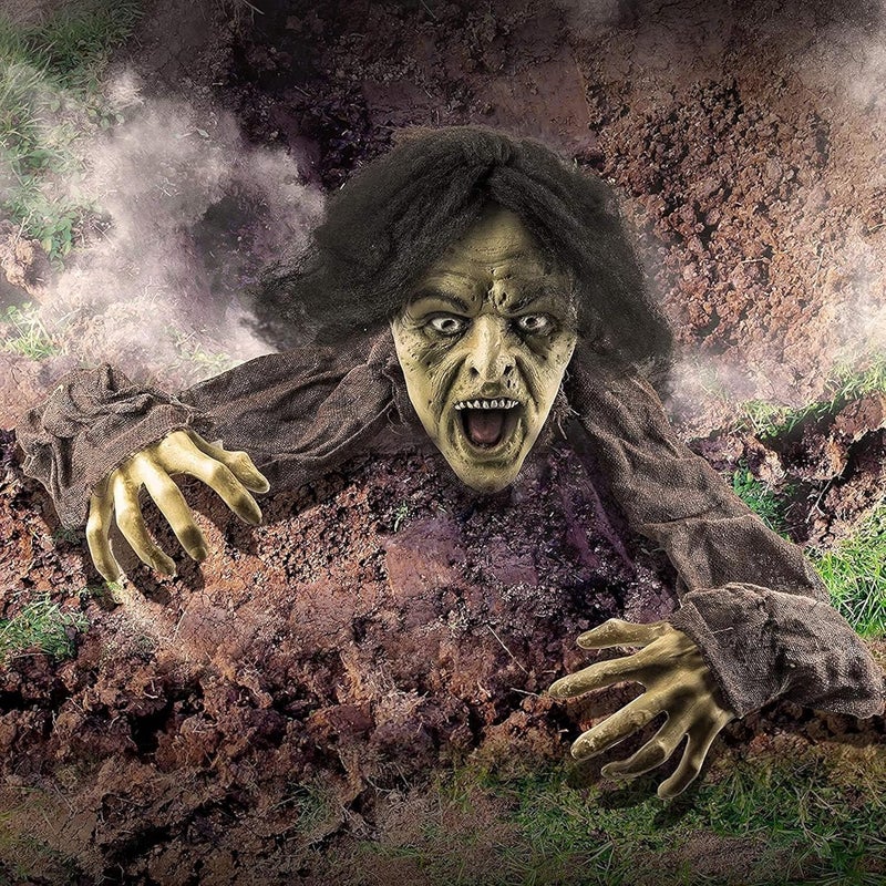Prextex Crawling Zombie Halloween Decoration - Zombies Coming Out of Ground Prop - Creepy Outdoor Zombie Yard Decorations for Haunted Houses, Graveyards, and Halloween Parties - Image 2